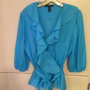 Lauren by Ralph Lauren Turquoise wrap top